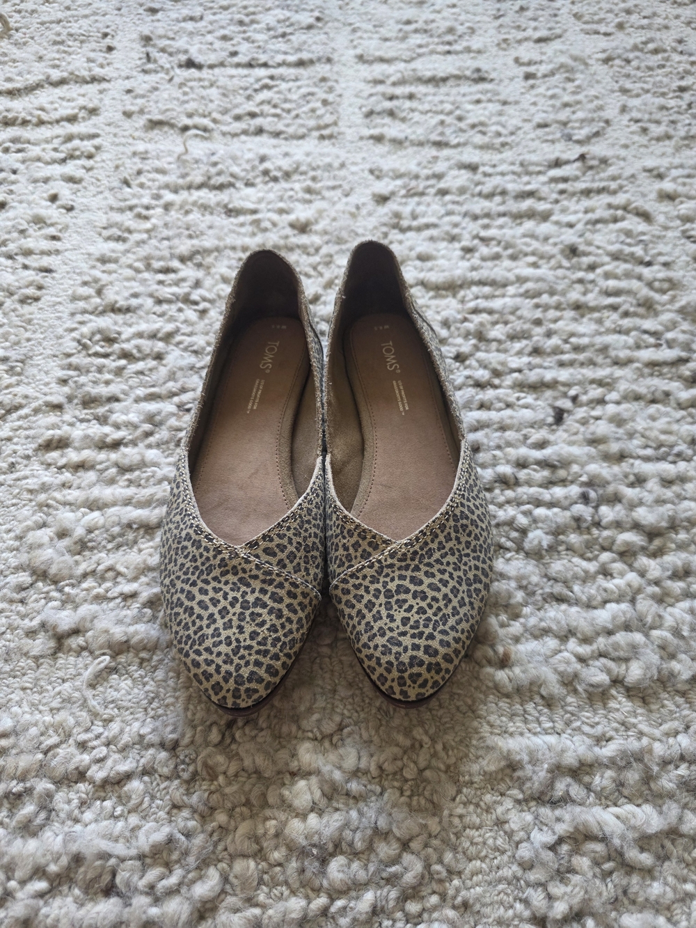 Toms Leopard Print Slip-On Flats — Tan & Black
